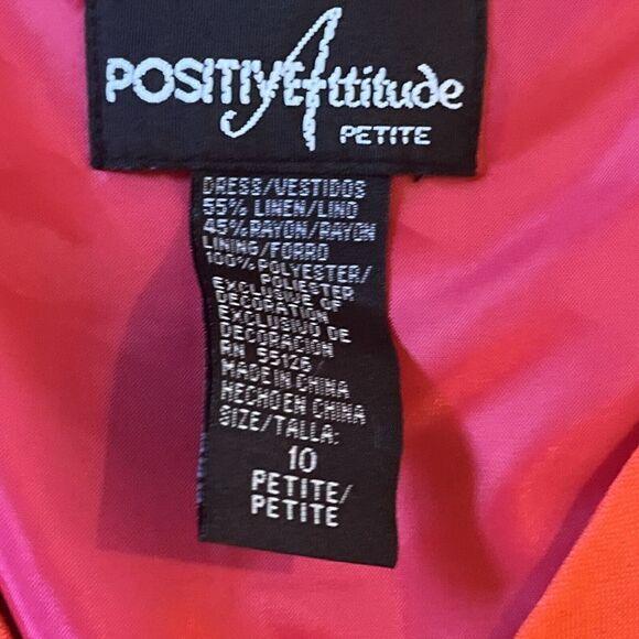 NWOT Positive Attitude Linen Blend Maxi Dress A Line 10P V Neck Red Orange - Picture 3 of 13